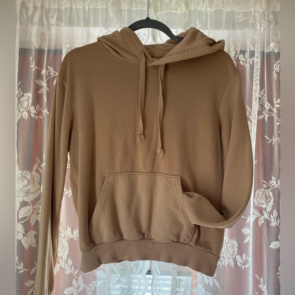 H&M Tan Sweatshirt Relaxed Fit Cotton Blend